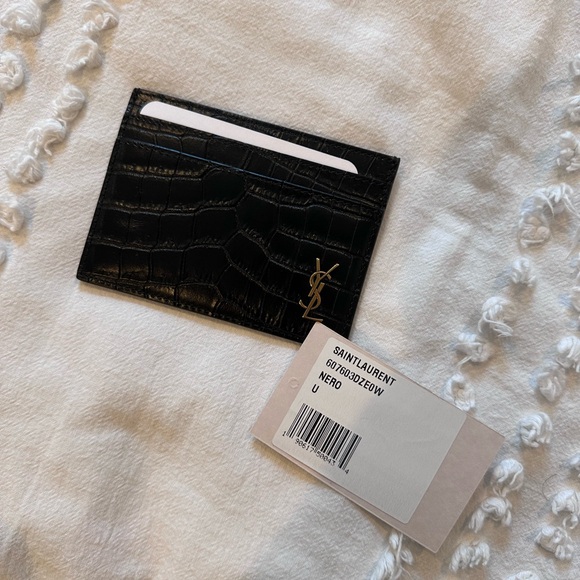 Saint Laurent crocodile embossed card holder - Picture 2 of 3